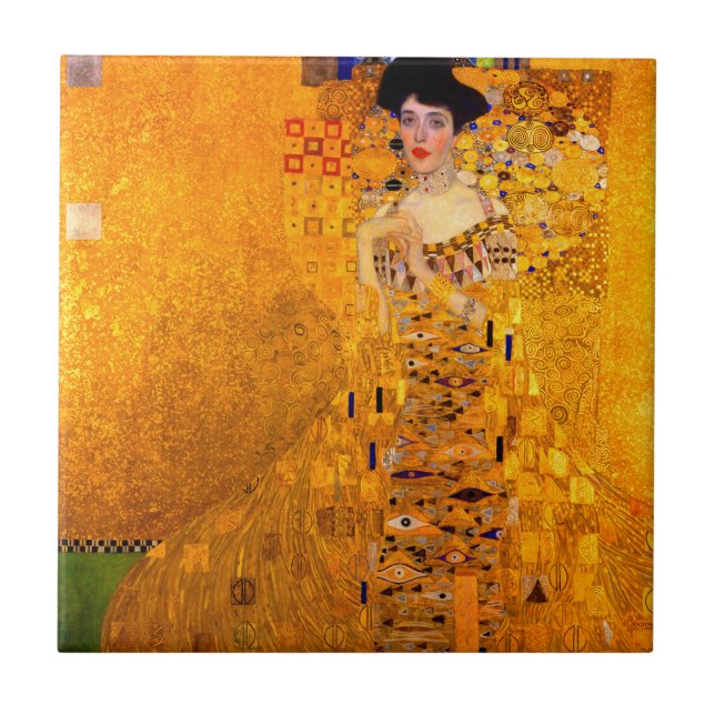Gustav Klimt Porträtt från Adele Bloch Bauer Kakelplatta (Framsidan)