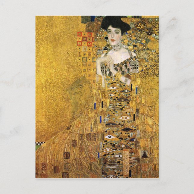 GUSTAV KLIMT - Porträtt i Adele Bloch-Bauer 1907 Vykort (Framsida)