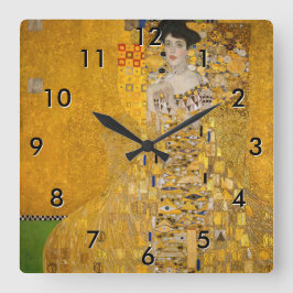 Gustav Klimt - Porträtt i Adele Bloch-Bauer I Fyrkantig Klocka