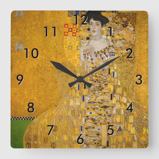 Gustav Klimt - Porträtt i Adele Bloch-Bauer I Fyrkantig Klocka (Framsida)