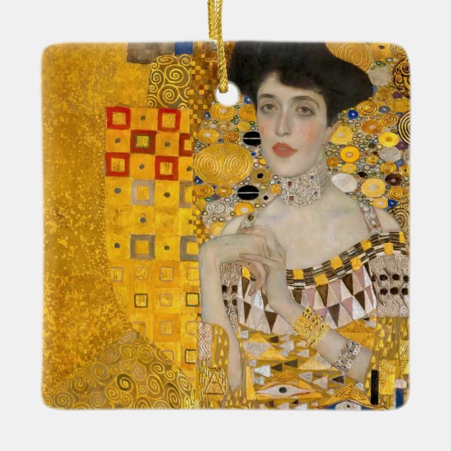Gustav Klimt - Porträtt i Adele Bloch-Bauer I Julgransprydnad Keramik (Framsida)