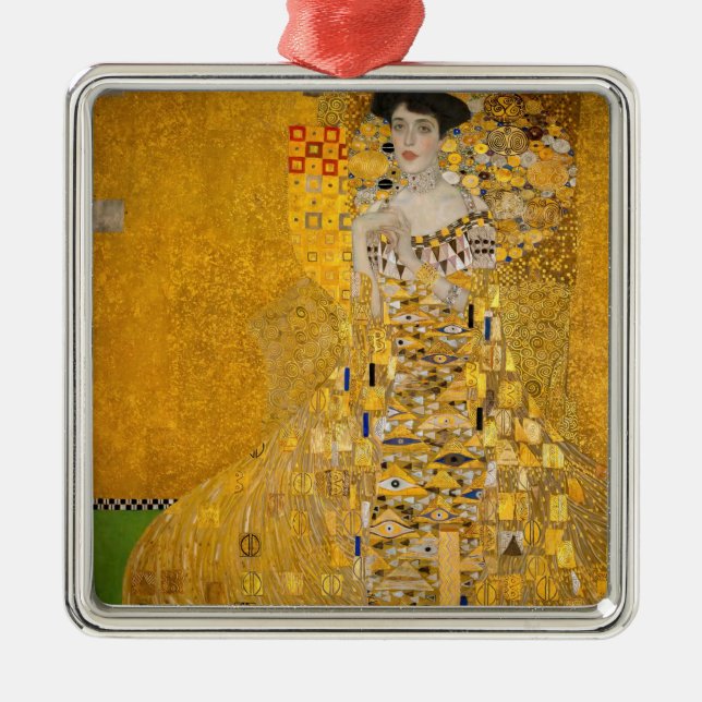 Gustav Klimt - Porträtt i Adele Bloch-Bauer I Julgransprydnad Metall (Framsidan)
