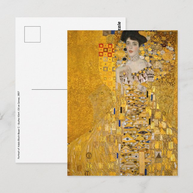 Gustav Klimt - Porträtt i Adele Bloch-Bauer I Vykort (Fram/baksida)