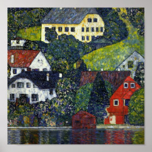Gustav Klimt Poster ~ Hushåll vid Unterach am Atte