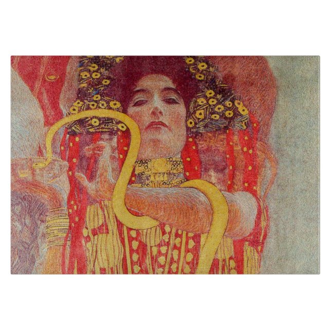 Gustav Klimt Red Woman Guld Snake Painting (Framsidan)