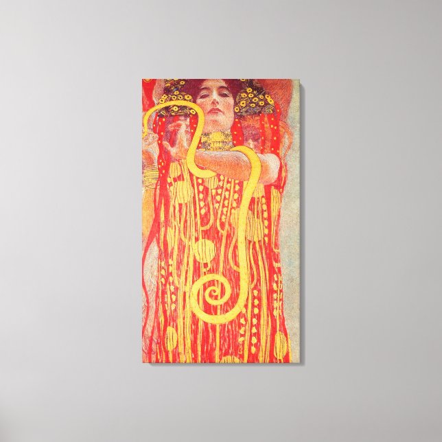 Gustav Klimt Red Woman Guld Snake Painting Canvastryck (Framsida)