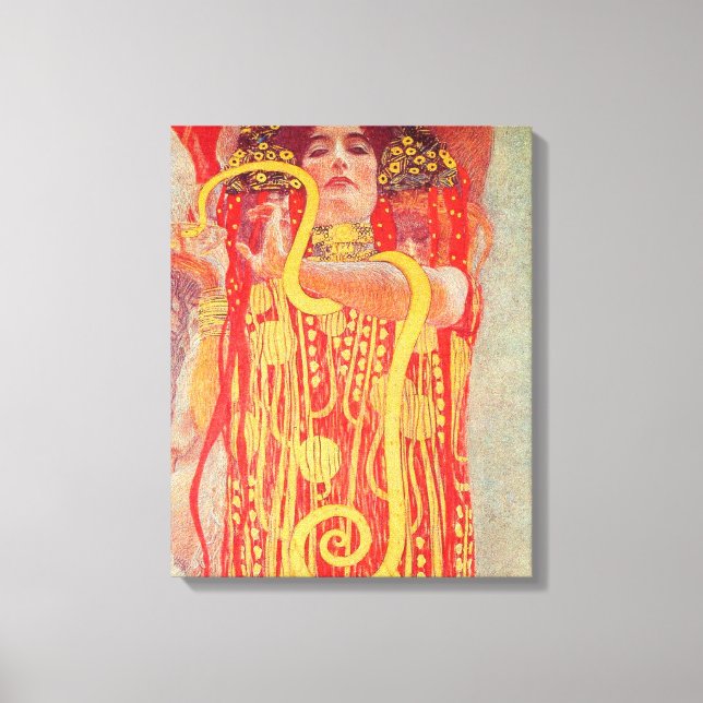 Gustav Klimt Red Woman Guld Snake Painting Canvastryck (Framsida)