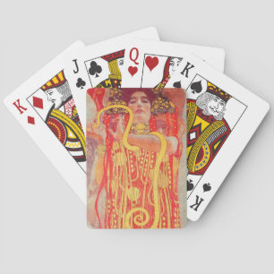 Gustav Klimt Red Woman Guld Snake Painting Casinokort