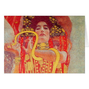 Gustav Klimt Red Woman Guld Snake Painting Hälsningskort