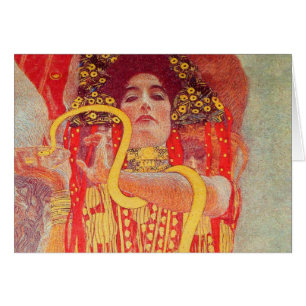 Gustav Klimt Red Woman Guld Snake Painting Hälsningskort