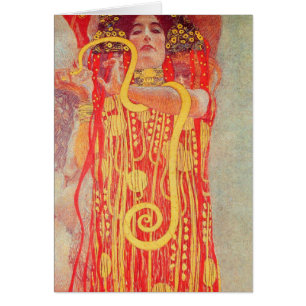Gustav Klimt Red Woman Guld Snake Painting Hälsningskort
