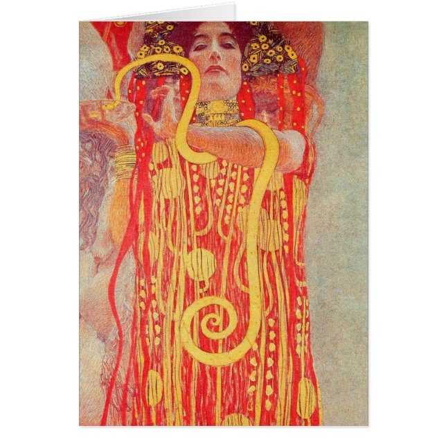 Gustav Klimt Red Woman Guld Snake Painting Hälsningskort (Framsidan)