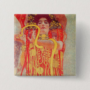 Gustav Klimt Red Woman Guld Snake Painting Knapp