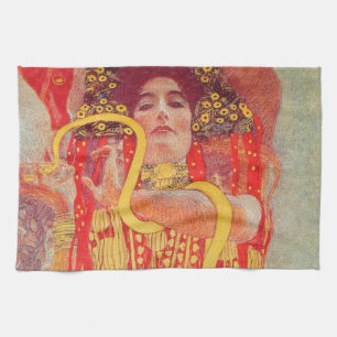 Gustav Klimt Red Woman Guld Snake Painting Kökshandduk