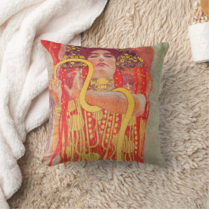 Gustav Klimt Red Woman Guld Snake Painting Kudde