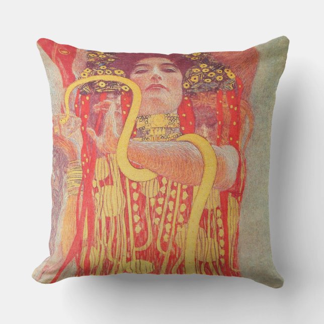 Gustav Klimt Red Woman Guld Snake Painting Kudde (Framsida)