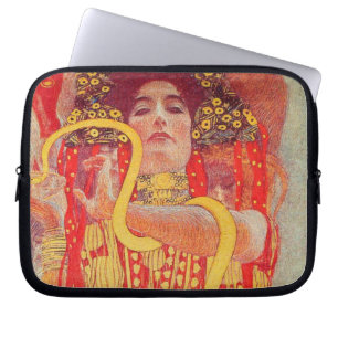 Gustav Klimt Red Woman Guld Snake Painting Laptop Sleeve
