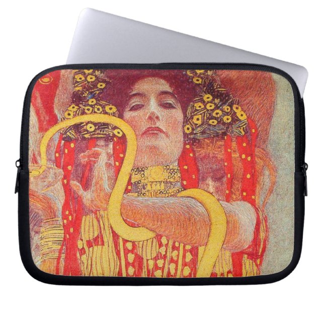 Gustav Klimt Red Woman Guld Snake Painting Laptop Sleeve (Framsidan)
