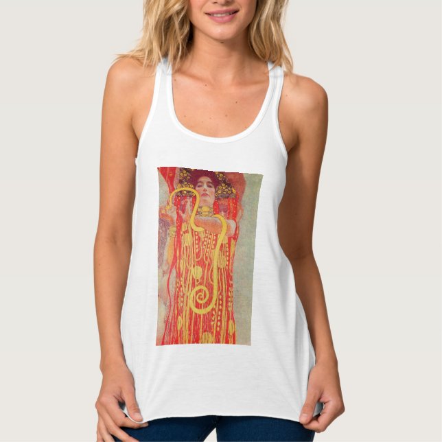 Gustav Klimt Red Woman Guld Snake Painting Linne Med Racerback (Framsida)