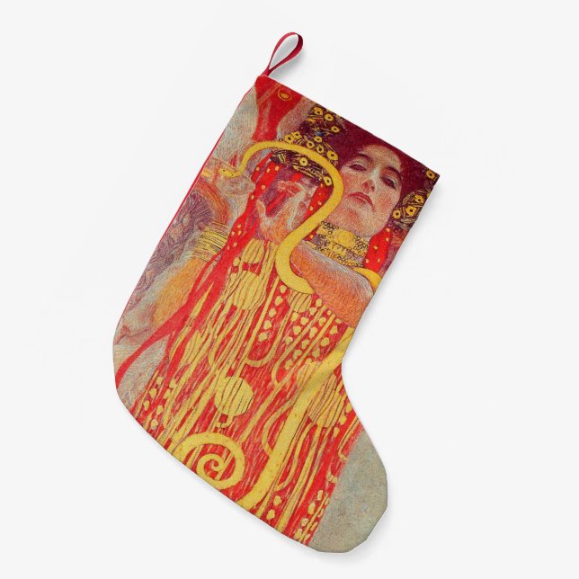 Gustav Klimt Red Woman Guld Snake Painting Liten Julstrumpa (Framsidan (Hängande))