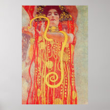 Gustav Klimt Red Woman Guld Snake Painting