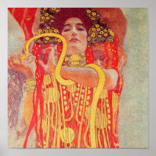 Gustav Klimt Red Woman Guld Snake Painting Poster
