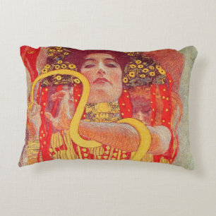 Gustav Klimt Red Woman Guld Snake Painting Prydnadskudde