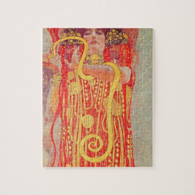 Gustav Klimt Red Woman Guld Snake Painting Pussel (Vertikal)