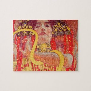 Gustav Klimt Red Woman Guld Snake Painting Pussel