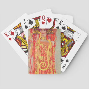 Gustav Klimt Red Woman Guld Snake Painting Spel Kort