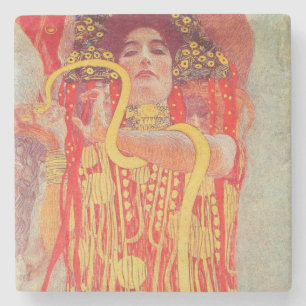 Gustav Klimt Red Woman Guld Snake Painting Stenunderlägg