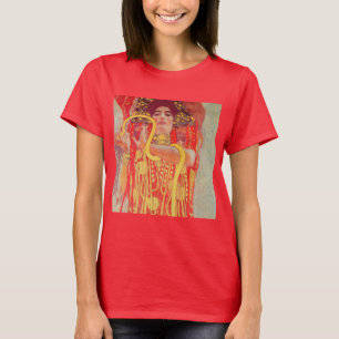 Gustav Klimt Red Woman Guld Snake Painting T Shirt