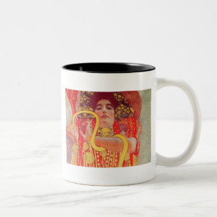 Gustav Klimt Red Woman Guld Snake Painting Två-Tonad Mugg