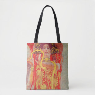 Gustav Klimt Red Woman Guld Snake Painting Tygkasse