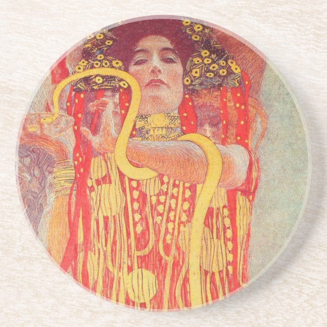 Gustav Klimt Red Woman Guld Snake Painting Underlägg (Framsidan)