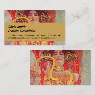 Gustav Klimt Red Woman Guld Snake Painting Visitkort