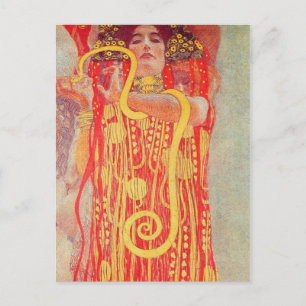 Gustav Klimt Red Woman Guld Snake Painting Vykort