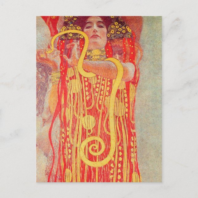 Gustav Klimt Red Woman Guld Snake Painting Vykort (Framsida)