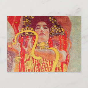 Gustav Klimt Red Woman Guld Snake Painting Vykort