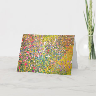 Gustav Klimt Rosa Blommor - hälsningskort Kort
