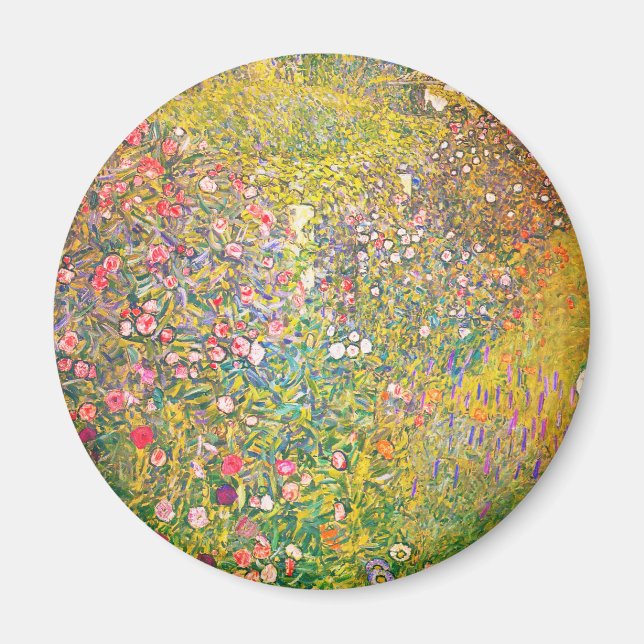 Gustav Klimt Rosa Flowers Magnet (Framsidan)