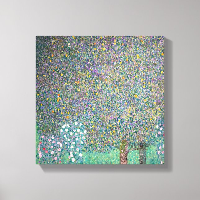 Gustav Klimt - Rosbuskar under träden Canvastryck (Framsida)