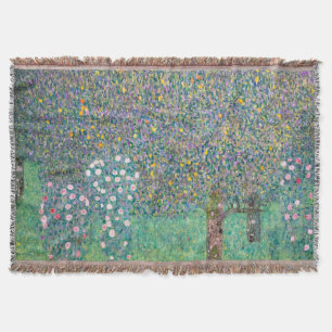 Gustav Klimt - Rosbuskar under träden Filt