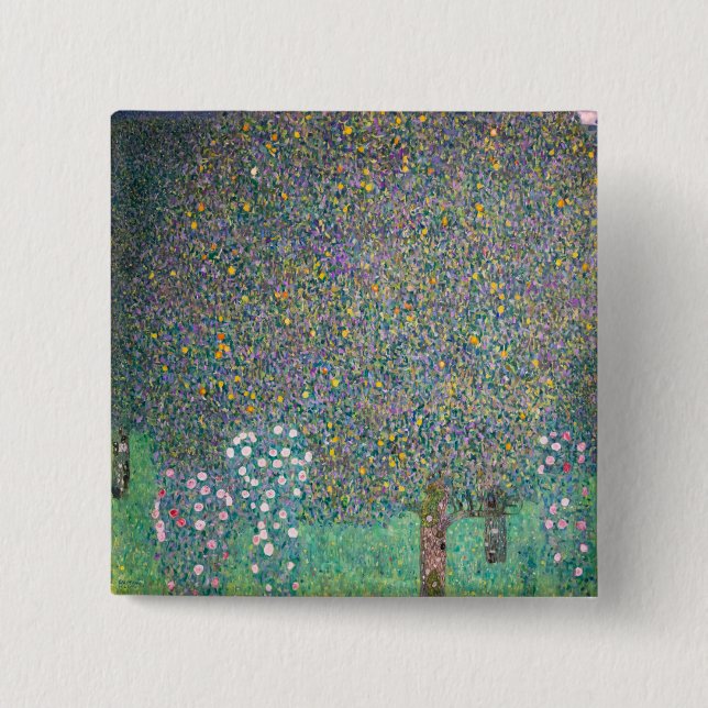 Gustav Klimt - Rosbuskar under träden Knapp (Framsida)