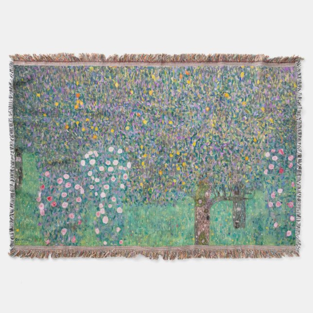 Gustav Klimt - Rosebuskar under Träd Filt (Framsidan)