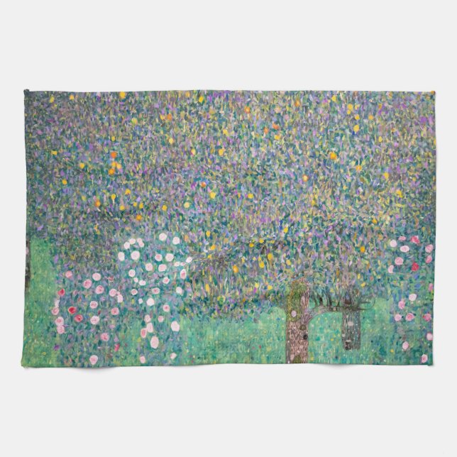 Gustav Klimt - Rosebuskar under Träd Kökshandduk (Horisontell)