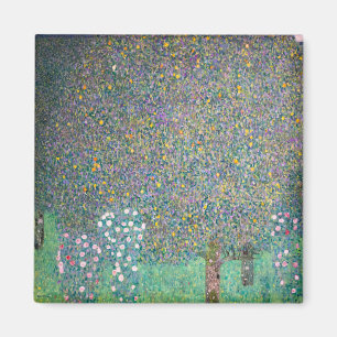 Gustav Klimt - Rosebuskar under Träd Magnet