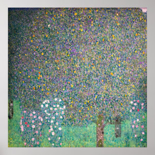 Gustav Klimt - Rosebuskar under Träd Poster