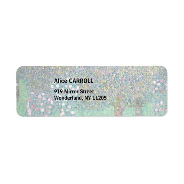 Gustav Klimt - Rosebuskar under Träd Returadress Etikett (Framsidan)