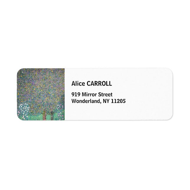 Gustav Klimt - Rosebuskar under Träd Returadress Etikett (Framsidan)